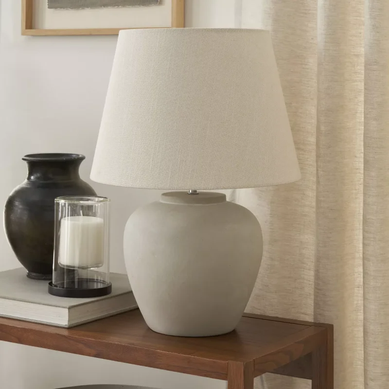 20" Rustic Ceramic Pot Table Lamp