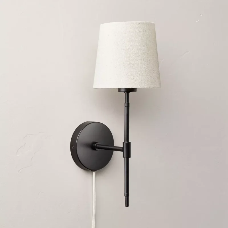 Fabric Shade Wall Sconce Black/Cream