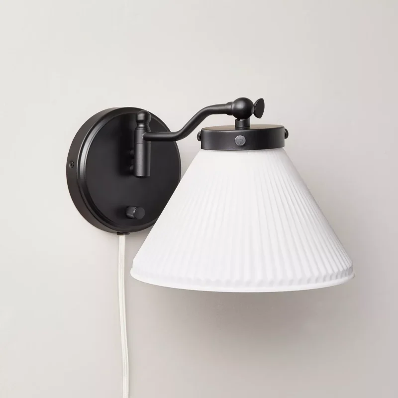 Reeded Milk Glass Wall Sconce