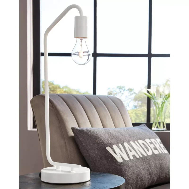 Metal Desk Lamp White - Signature Design by Ashley: USB Port, Modern Accent, UL Listed